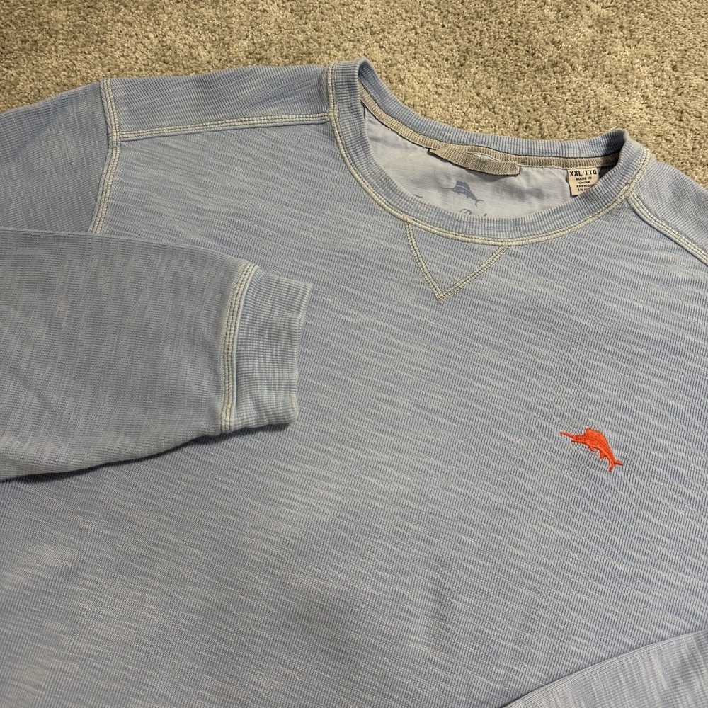Tommy Bahama Tobago Bay Crewneck Sweatshirt Mens XXL Light Blue Pullover Marlin
